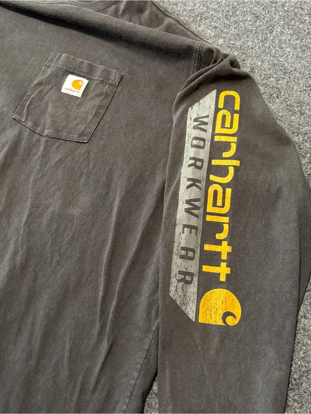Carhartt Shirt Mens 4XL Black Original Fit Long Sleeve Logo Workwear Distressed